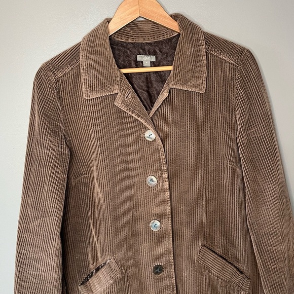 J. Jill Pleated Corduroy Velvet Collar Shirt Chore Coat - Picture 5 of 12